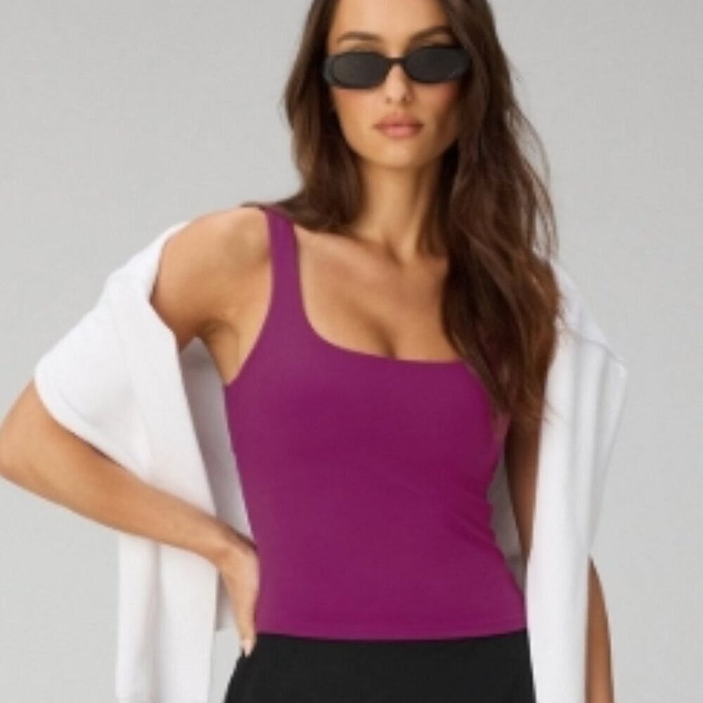 Fabletics PureLuxe Built‑In Bra Tank – Berry Crush (M) NWT